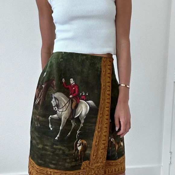 Ralph Lauren Blue Label Equestrian Print Skirt - Picture 4 of 8